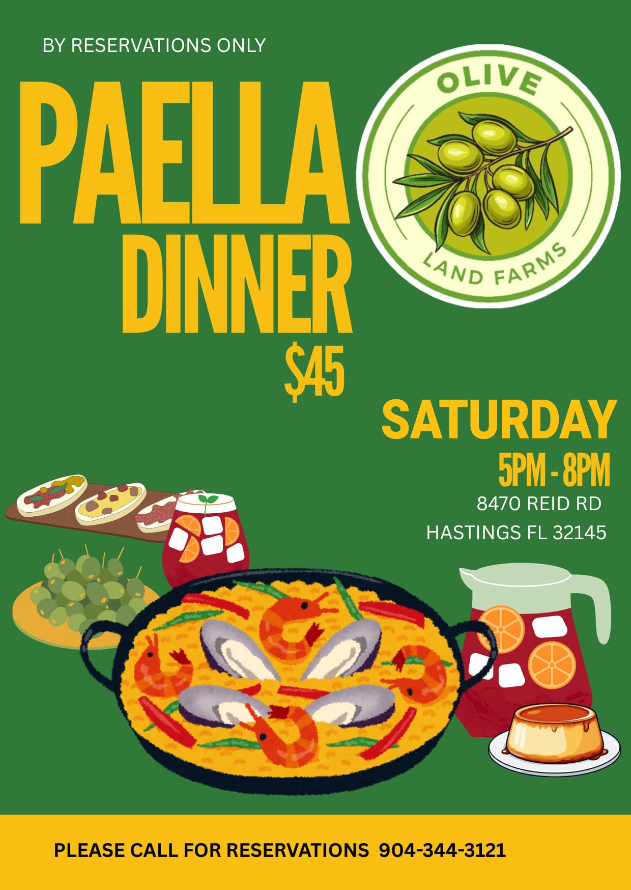 PAELLA DINNER ($45 PER PERSON)
