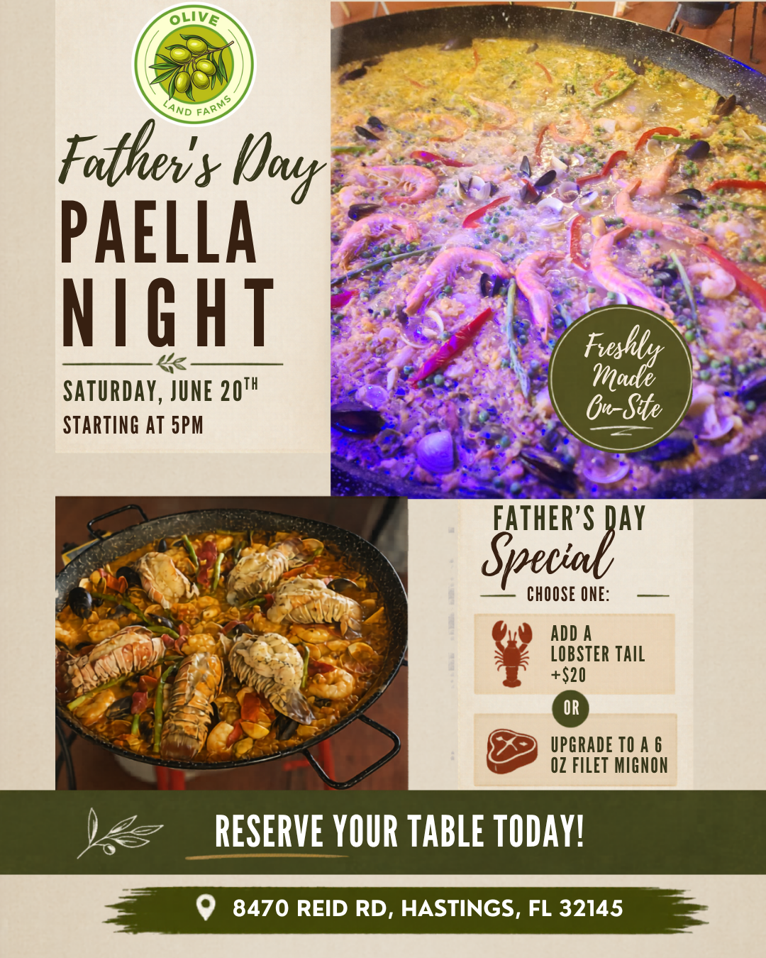 Father's Day Paella Night - Saturday, June 20