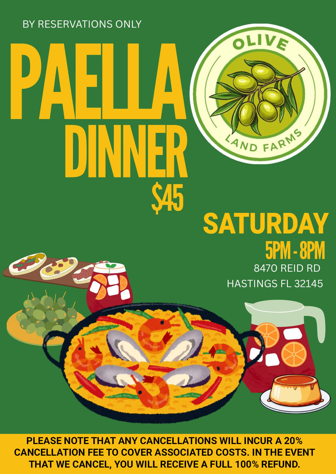 PAELLA DINNER ($45 PER PERSON)