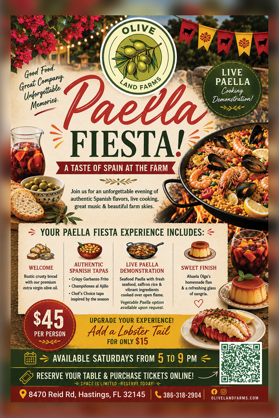 PAELLA DINNER LOBSTER UPGRADE ($60 PER PERSON)